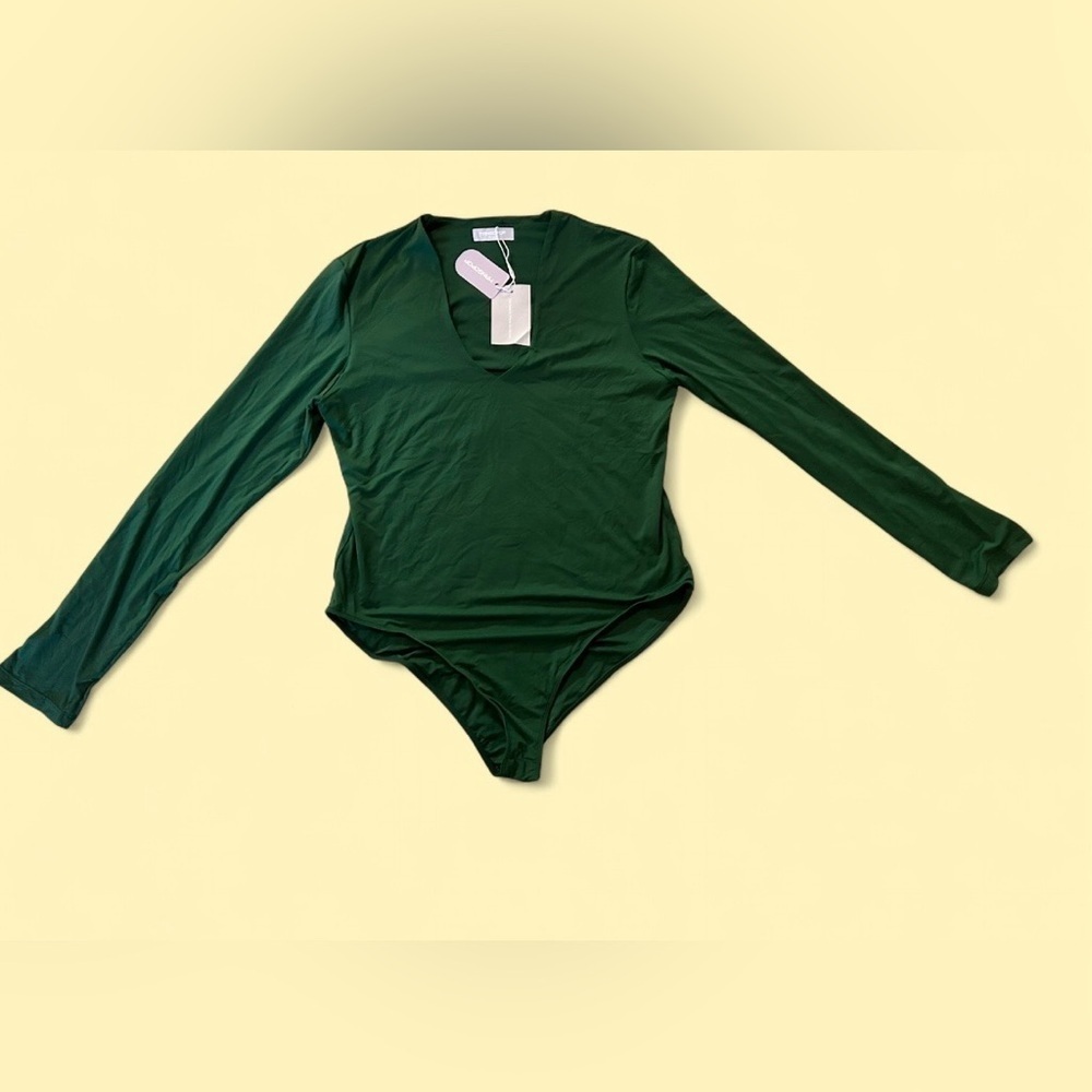 MANGOPOP Women’s Green Long Sleeve Bodysuit Scoop Neck, Size XXL, NWT - Picture 5 of 7
